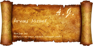 Árvay József névjegykártya